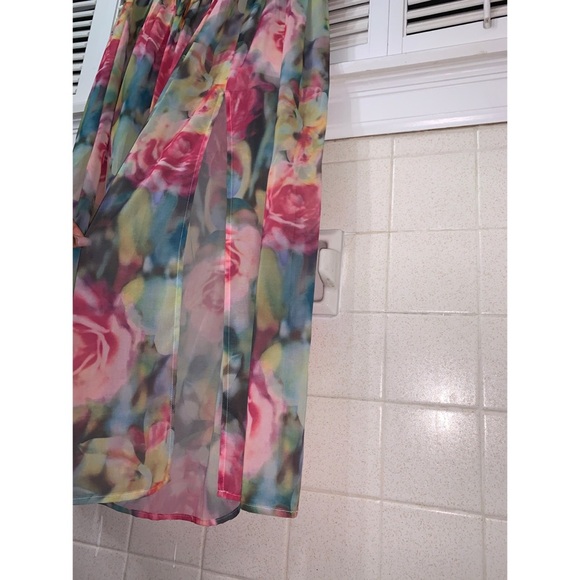 Rose Watercolor Super Maxi Skirt women’s conference floral spring feminine cute - Picture 4 of 4